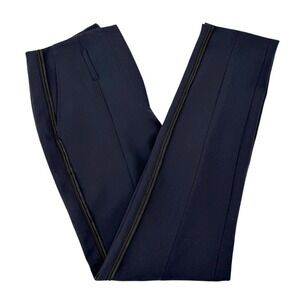 ME+EM Womens Size 8 Tapered Trousers Navy Blue High Rise Side Stripe Dress Pants